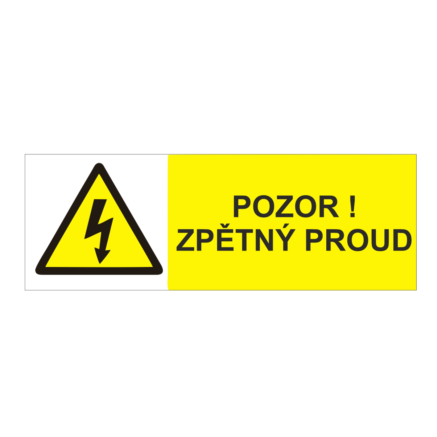 Pozor! zpětný proud samolepka